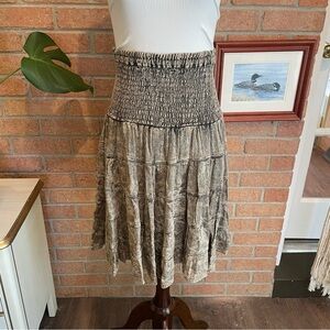 Boho Tiered Peasant Brown Maxi Skirt Size Small